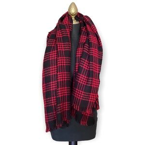 Scarf Blanket Plaid Winter Oversized Red Black